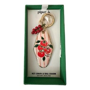 Piper.K Tomato Bag Charm & Keychain with Red Beads in New Gift Box